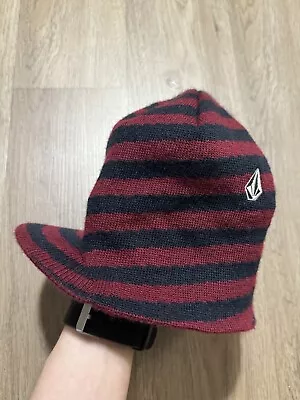 Vintage VOLCOM Stripes Visor Red Beanie Hat • $30