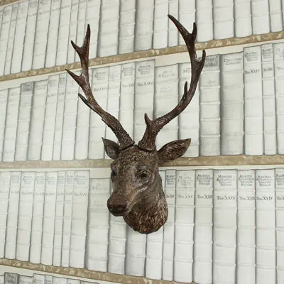 £44.53 • Buy Wall Mounted Rustic Brown Stag Deer Head Shabby Vintage Country Home Gift Figure