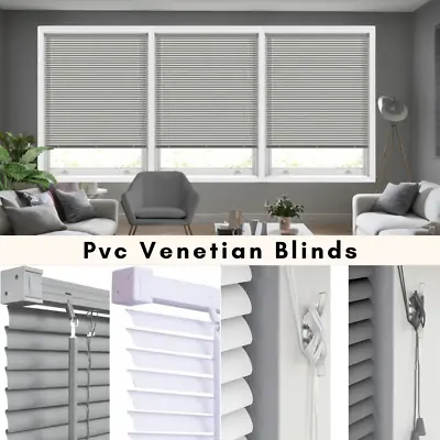 PVC Blinds Window Blind Trimmable Black White Grey Venetian Blinds All Size • £6.60