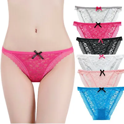 £13.06 • Buy 6 Pack Ladies Sexy Full Lace String Bikini Briefs Knickers Underwear,UK 8-12