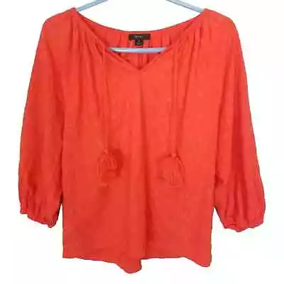 J. Crew Blouse Tie Neck Blouse Balloon Sleeve Top Embroidered Top Women S Orange • $24.03