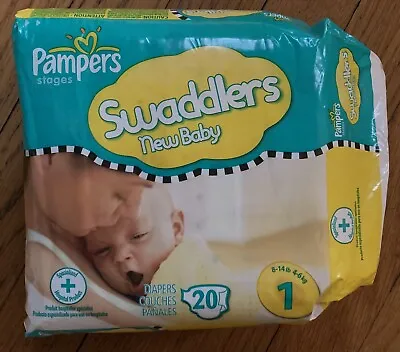 Pampers Swaddlers New Baby Pampers Stages Diapers Size 1 Pack Of 20 Vintage NOS • $29.95