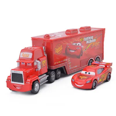 2 Sets Disney Pixar Cars 2 Lightning McQueen Mack Hauler Truck Diecast Toy Cars • $12.73