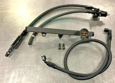 K Series K20 K24 6AN Wrinkle Black Center Feed Fuel Rail For Honda Civic Integra • $339.95