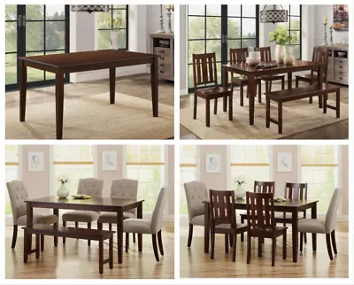 Solid Wood Kitchen Dining Room Office Table Seats 6 Furniture Rich Mocha TABLE • $211.92