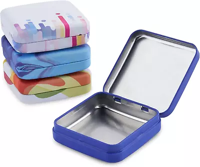 Lens Cleaning Accessory Tin Box Containers With Hinge Lids Pack Of 4 • $13.84