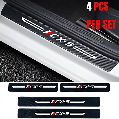 4Pcs Carbon Fiber Leather Car Door Sill Protector Stickers For Mazda Cx5 Cx-5 • $13.49