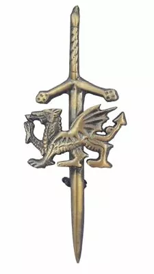 Adult Hoses Antique Plated Kilt Pin Welsh Dragon Badge 4  Brass Unisex  • £3.99