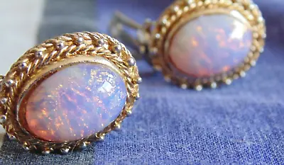 £11.99 • Buy Vintage 1950s/60s Faux Opal Clip On Earrings~signed With Numbers