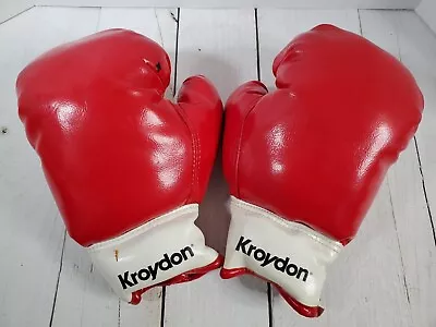 Very RARE Red Vintage Kroydon  Boxing Gloves 10 Ounce Nylon Stitched  • $68.35