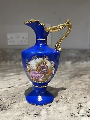 LIMOGES FRANCE MEISSNER Cobalt Blue And Gold Fragonard Lovers Jug • £14.99