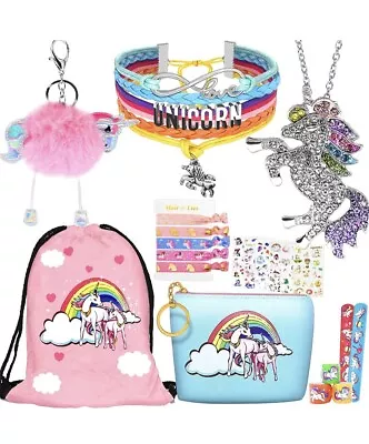 8 Pc Unicorn Necklace Bracelet Set Girls Kids Teens Easter  Day Birthday Gift • $22.99