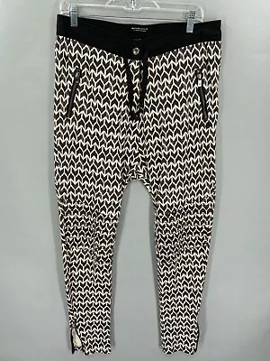 Maison Scotch Pants Harem Slouchy Ankle Zip Beige Black Geometric Soda Jolie 2 • $18.74