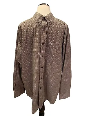 Ariat Western  Shirt Men's Size XL / TG Cowboy Brown Long  Sleeve Check • $19.95