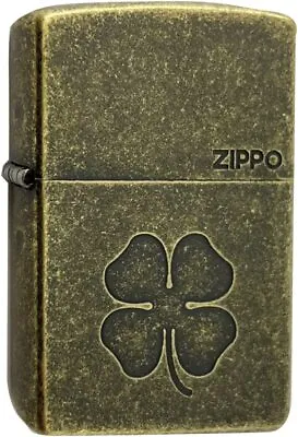 Zippo Oil Lighter Four Leaf Clover Antique Brass Regular Case Good Luck Japan • $126.52