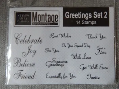 £4.99 • Buy Stamps Away Montage GREETINGS SET 2 Clear Stamps