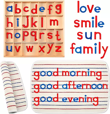 Montessori Letters Movable Wood Alphabet With Box And Large Mat Small Wooden • $47.84