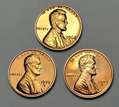 1968S 1969S & 1970S Lincoln Cents BU PROOFs Free Shipping (Lot Of 3) SIB • $1.99