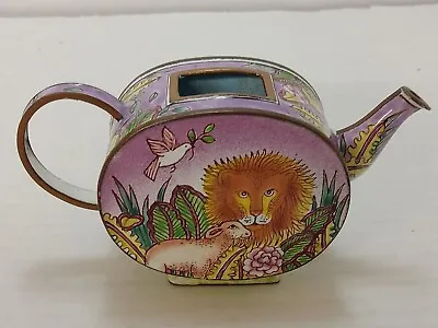 1999 Kelvin Chen #144 Miniature Lion Lamb Enamel On Copper Teapot Trinket Box • $25