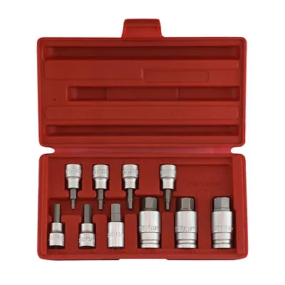 10pc CR-V Drop Forged SAE 3/8  & 1/2  Drive Hex Key Allen Head Socket Bit Set • $19.95