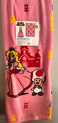 New Super Mario Princess Peach Toadstool Pink Soft Plush Throw Blanket: 50”x70” • $80