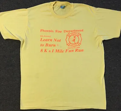 Vtg 80s Phoenix Fire Dept Faded Learn Not Burn Run Shirt L Arizona Grunge Track • $49.95