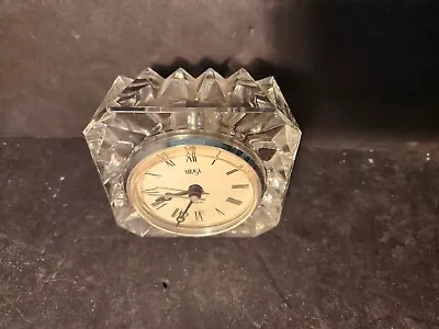 MIKASA Solid Crystal Desk Table Clock QUARTZ Movement W Germany 🇩🇪 New Battery • $19.99