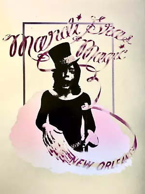 Vtg 70s Mardi Gras Magic Mime - New Orleans - Mirrored Screen Print Poster • $99