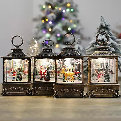 Christmas Snow Globes Lighted Water Lantern Glittering Music Lighted Lantern • $14.16