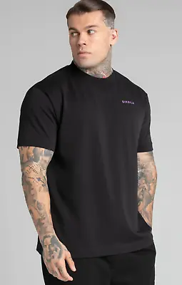 SikSilk Men's Limited Edition Oversized T-Shirt Tee Black • £20