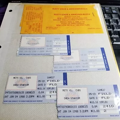 1988 Rusty Staub-& Anheuser Busch Picnic Day Mets-cubs (6) Ticket Stubs Scarce • $19.99