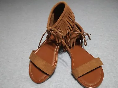 $18.80 • Buy Mia Women's Nenita Flat Fringe Sandals Shoes Brown Suede Leather Size 7