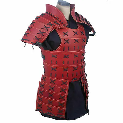 £268.28 • Buy Samurai Leather Armour LARP Costume Leather Armour Medieval Costume RED Leather