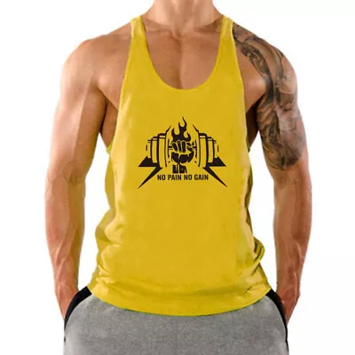 Men's Fit Y-Back Muscle Tank Top Sleeveless Gym Workout Bodybuilding T-Shirt • $8.99