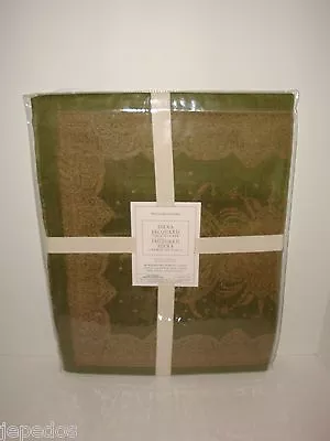 Williams-Sonoma Siena Jacquard 18  X 108  Table Runner Green Cotton Linen • $59