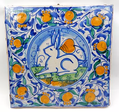 Vintage Vietri Fratantoni Terra Cotta Italian Hand-painted Rabbit Wall Tile • $89.95