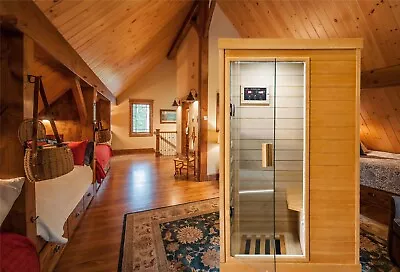 1 Person Cedar Wood Far Infrared Sauna Room 5 Carbon Heating Panels 800W Indoor • $1598
