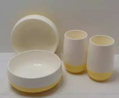 $17.99 • Buy Vintage Vacron Bopp Decker 2 Juice Cups & 2 Bowls White/Yellow