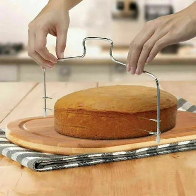 £3.99 • Buy UK Easy Adjustable 2 Wire Cake Slicer Cutter - Neat Layers Decorating Bread Tool