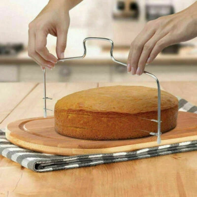 £3.99 • Buy UK Easy Adjustable 2 Wire Cake Slicer Cutter - Neat Layers Decorating Bread Tool