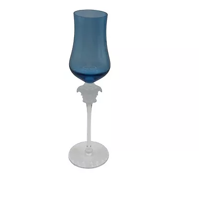 Versace Rosenthal Medusa Lumiere Petrol Blue Grappa Wine Glass 8.5  EUC • $96