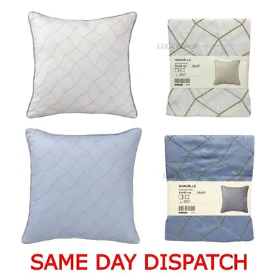 £6.99 • Buy Ikea GOKVALLA Cushion Cover 50cm X 50cm 100% Cotton Embroidery White Or Blue New
