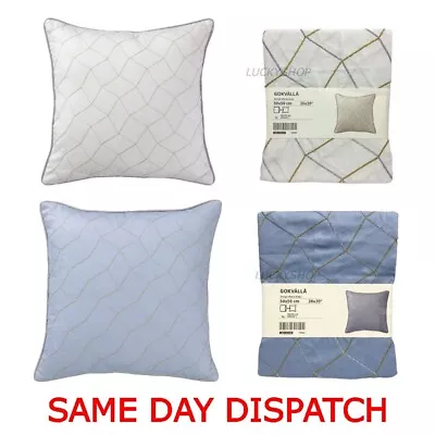 £6.99 • Buy Ikea GOKVALLA Cushion Cover 50cm X 50cm 100% Cotton Embroidery White Or Blue New
