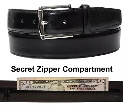 Men Genuine Leather Money Belt With Secret Hidden Zipper Compartment Bills Keys • $8.99