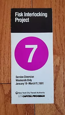 1991 Nyc Subway Nycta Mta Service Diversion Brochure Map 7 Line Queens Ny • $14.99