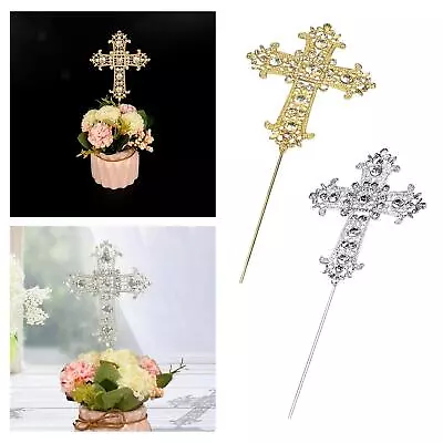 £5.57 • Buy Religious Baptism Cross Cake Topper Centerpiece For Christening Baptism