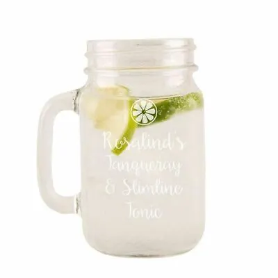 Personalised Engraved Tanqueray & Slimline Tonic Mason Jar Custom Made Gin Glass • £16.99