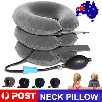 $13.99 • Buy Air Inflatable Neck Pillow Head Cervical Traction Support Stretcher Pain Relief
