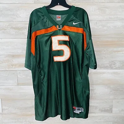 Miami Hurricanes #5 Authentic Nike Green Jersey Men XL Johnson Stitched • $29.50