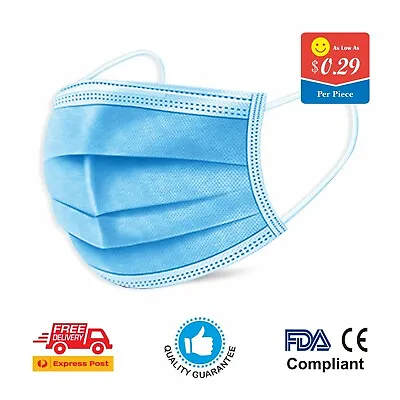 Disposable Daily Protective Face Mask Mouth Cover 3 Layer With Melt Blown Filter • $16.49